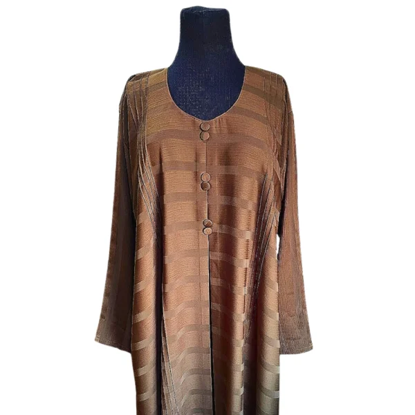 Brown Front-Pleated Abaya with Box Pleat Design